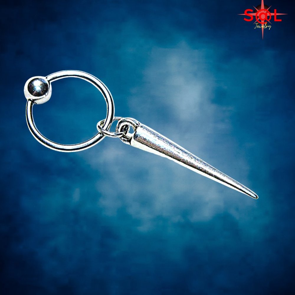 16g Steel Captive Ring With Spike Dangle